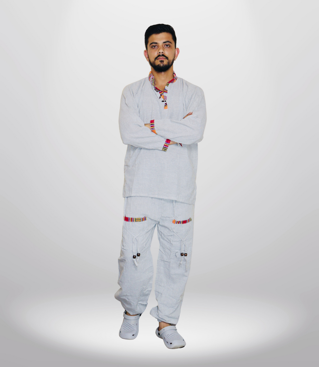 Cotton Kurta - Pajama - Grey