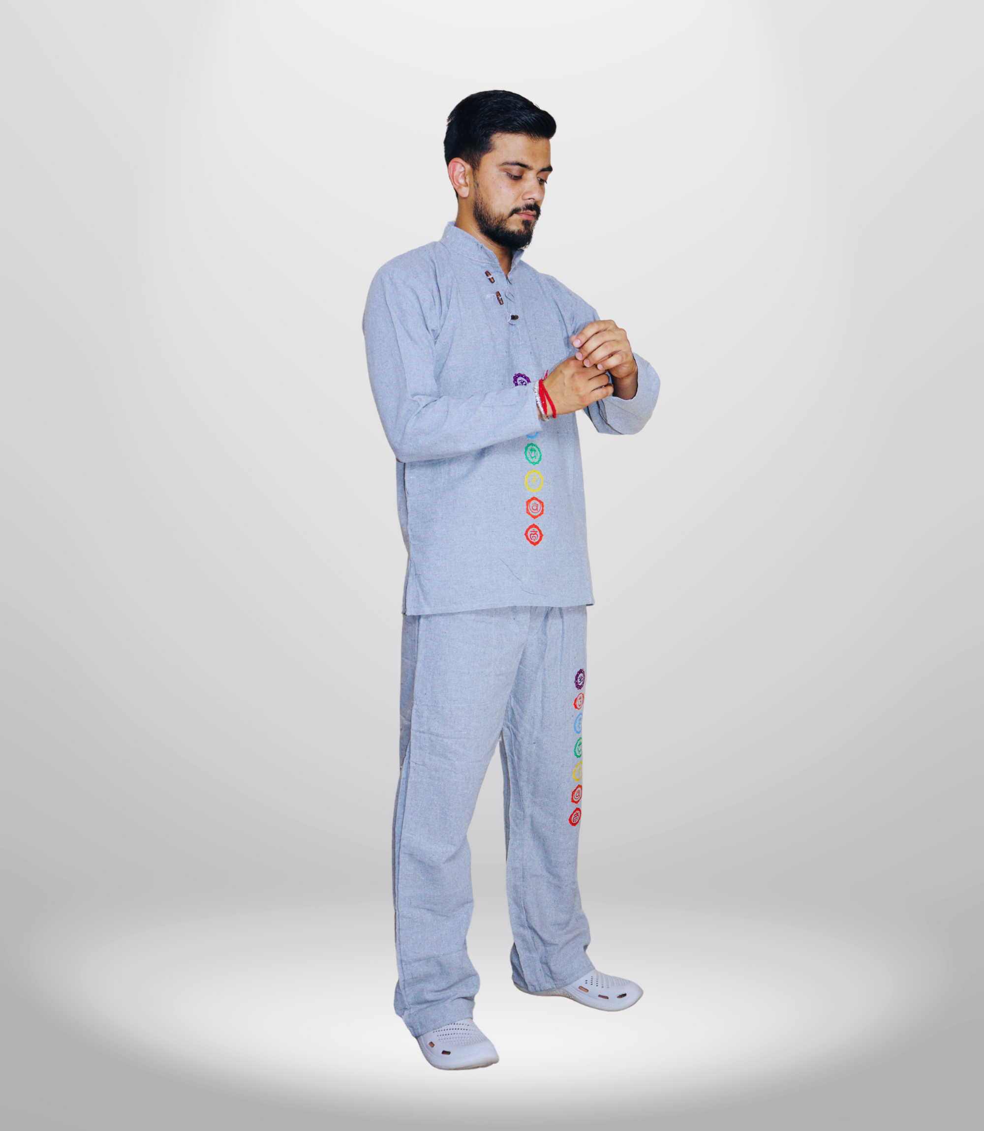 7 CHAKRA KURTA PAJAMA SET - DARK GREY