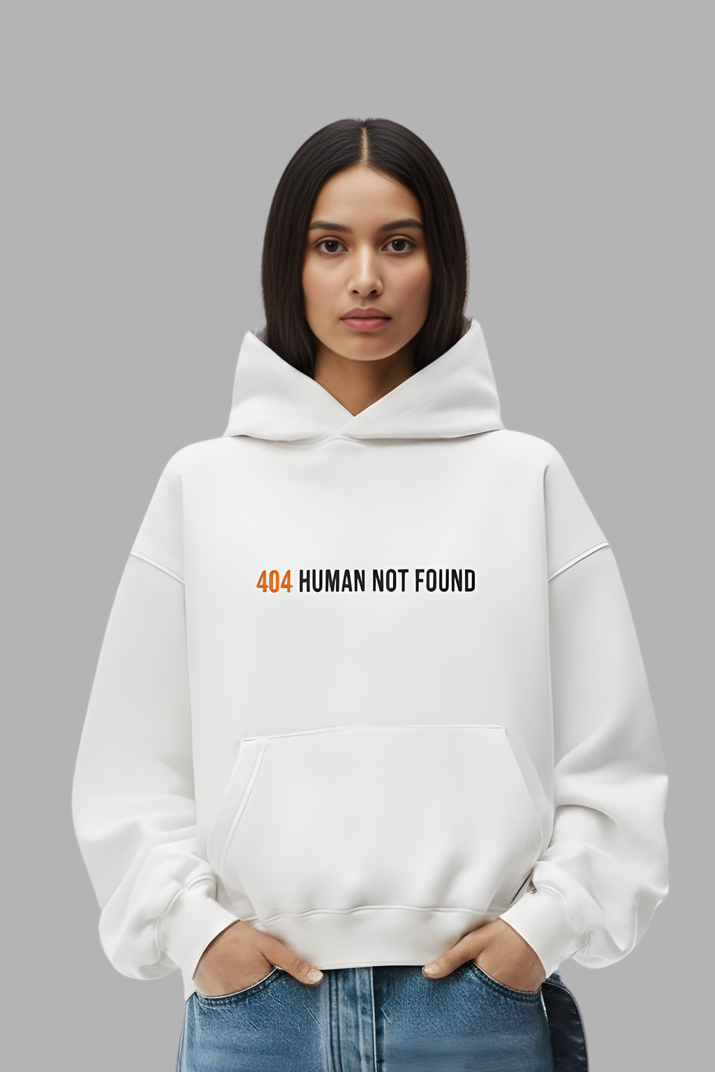 404 Error Premium Oversized Hoodie  - White
