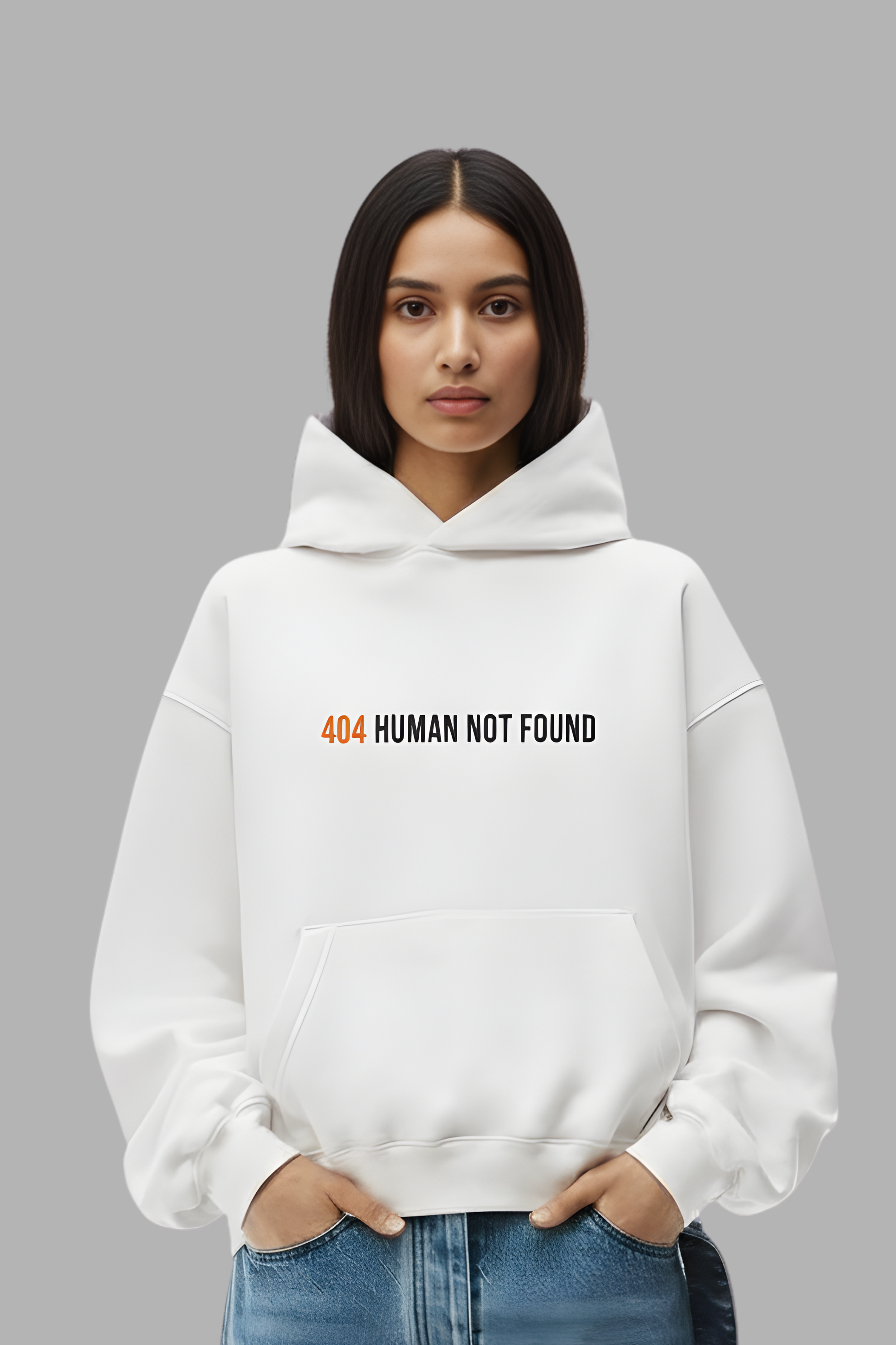 404 Error Premium Oversized Hoodie  - White