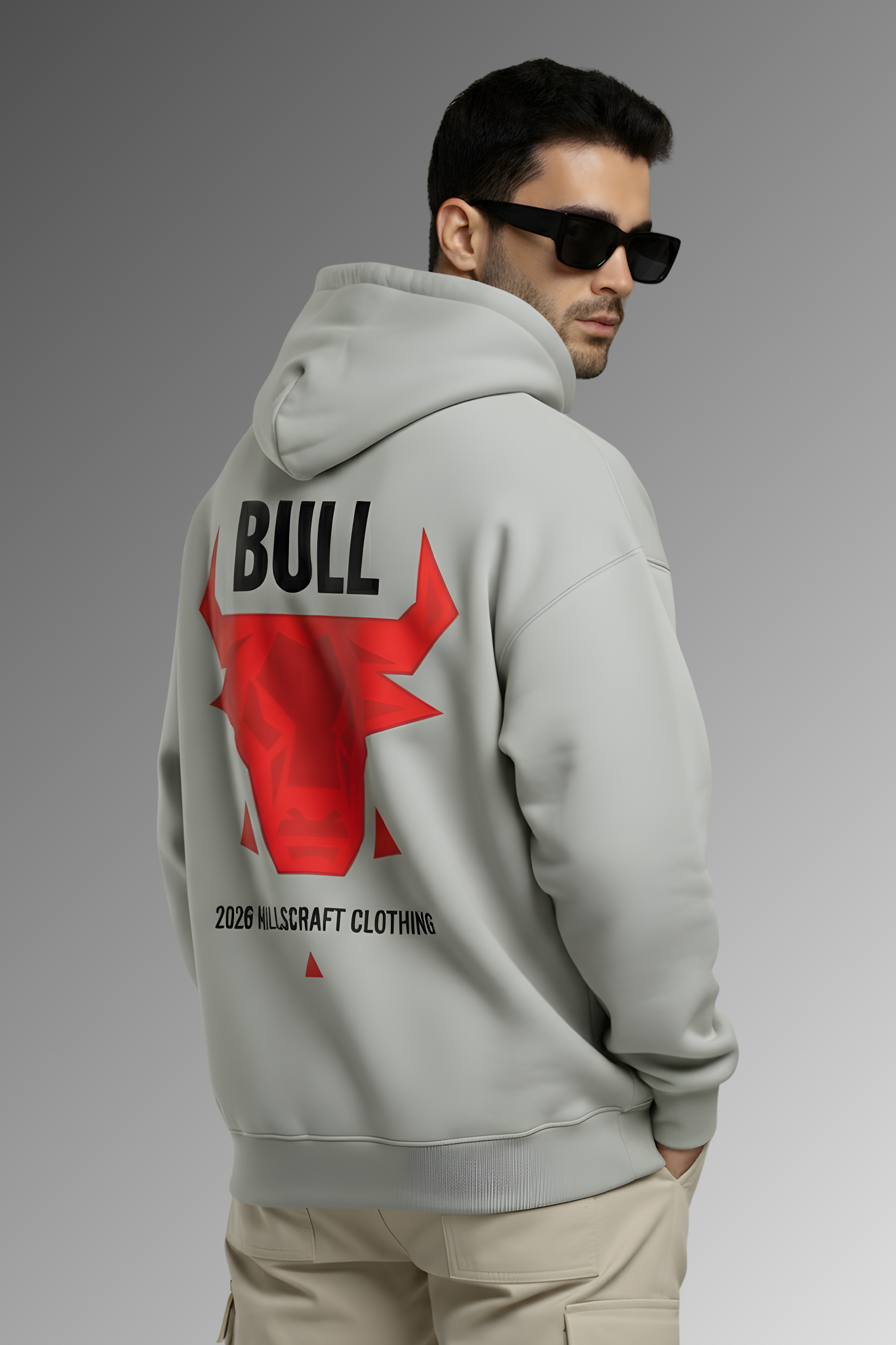 Bulls Premium Oversized Hoodie  - Grey