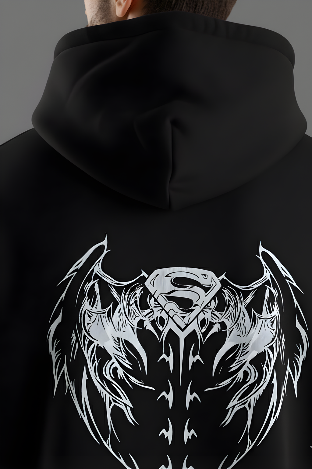 Shadow Wings Premium Oversized Hoodie  - Black
