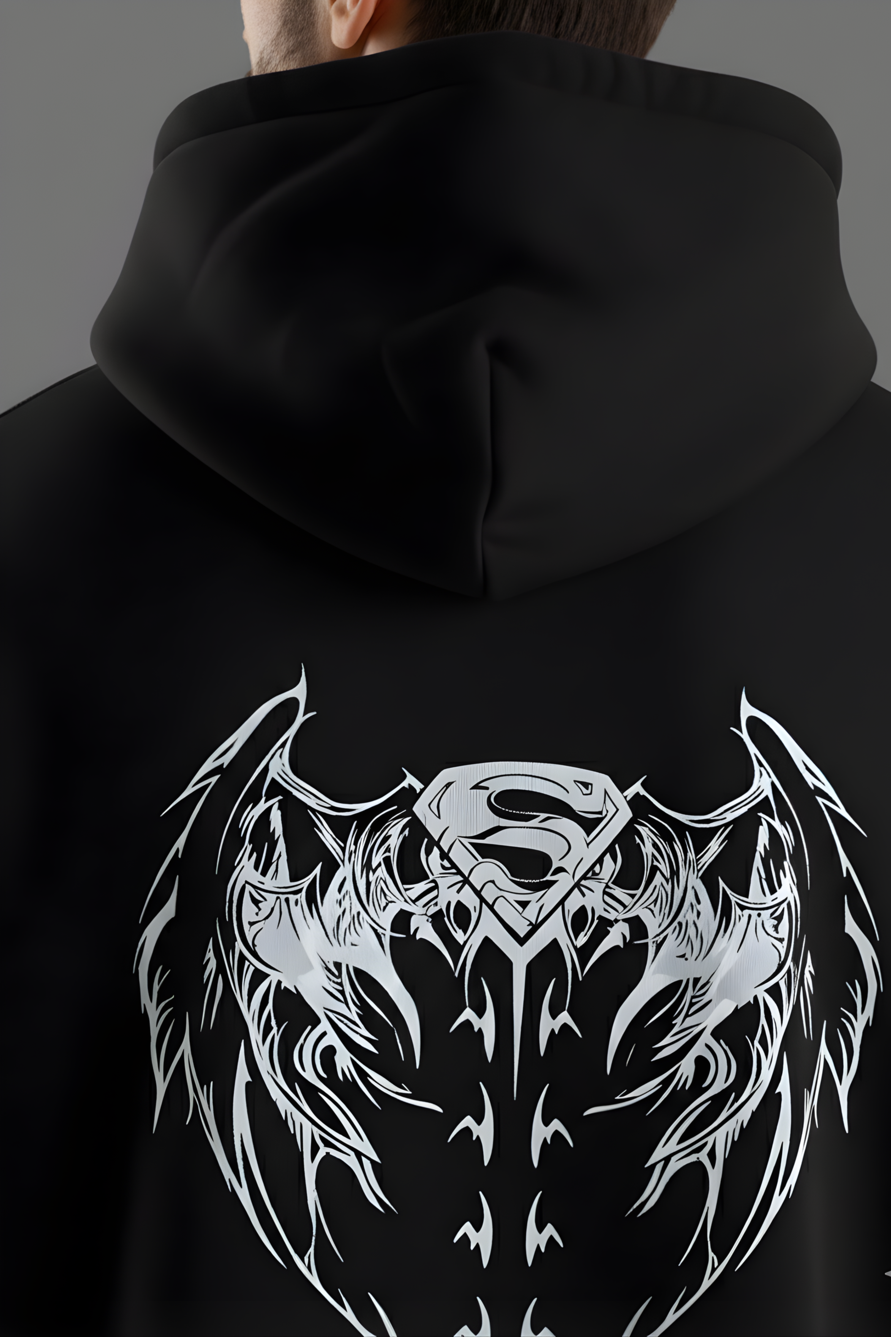 Shadow Wings Premium Oversized Hoodie  - Black