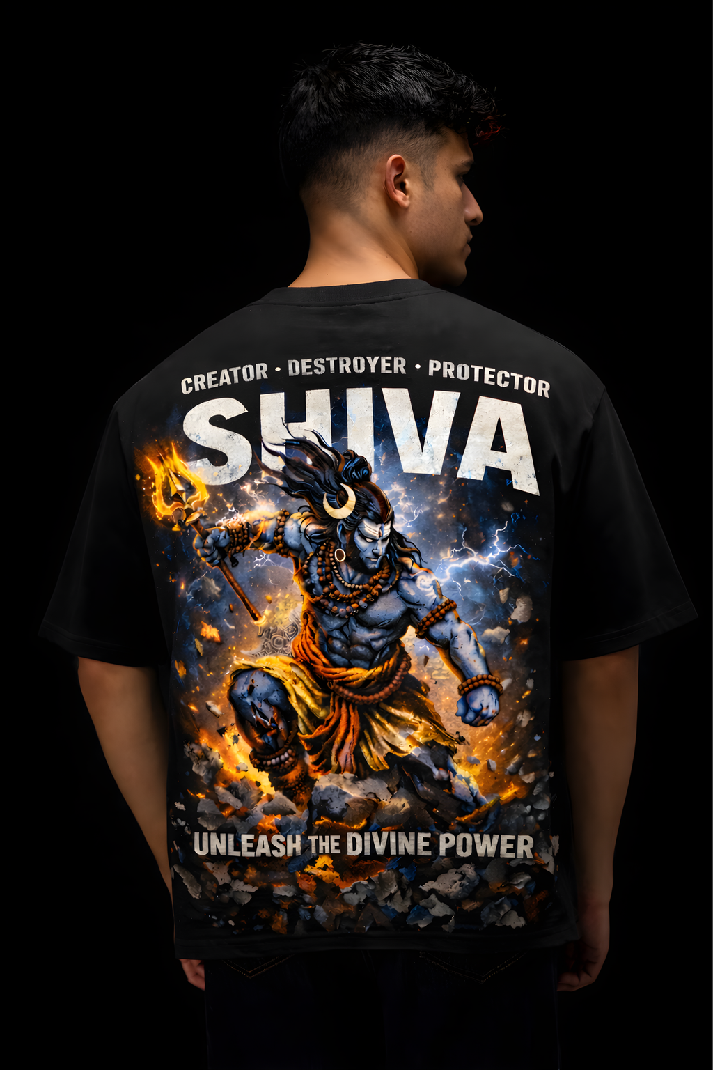 Shiva Inferno Oversized Tee - Black