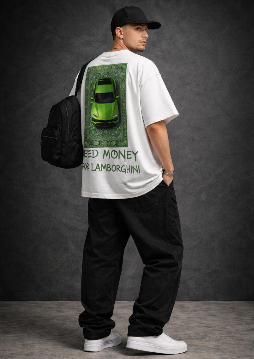 Lambo Hustle Oversized Tee - White