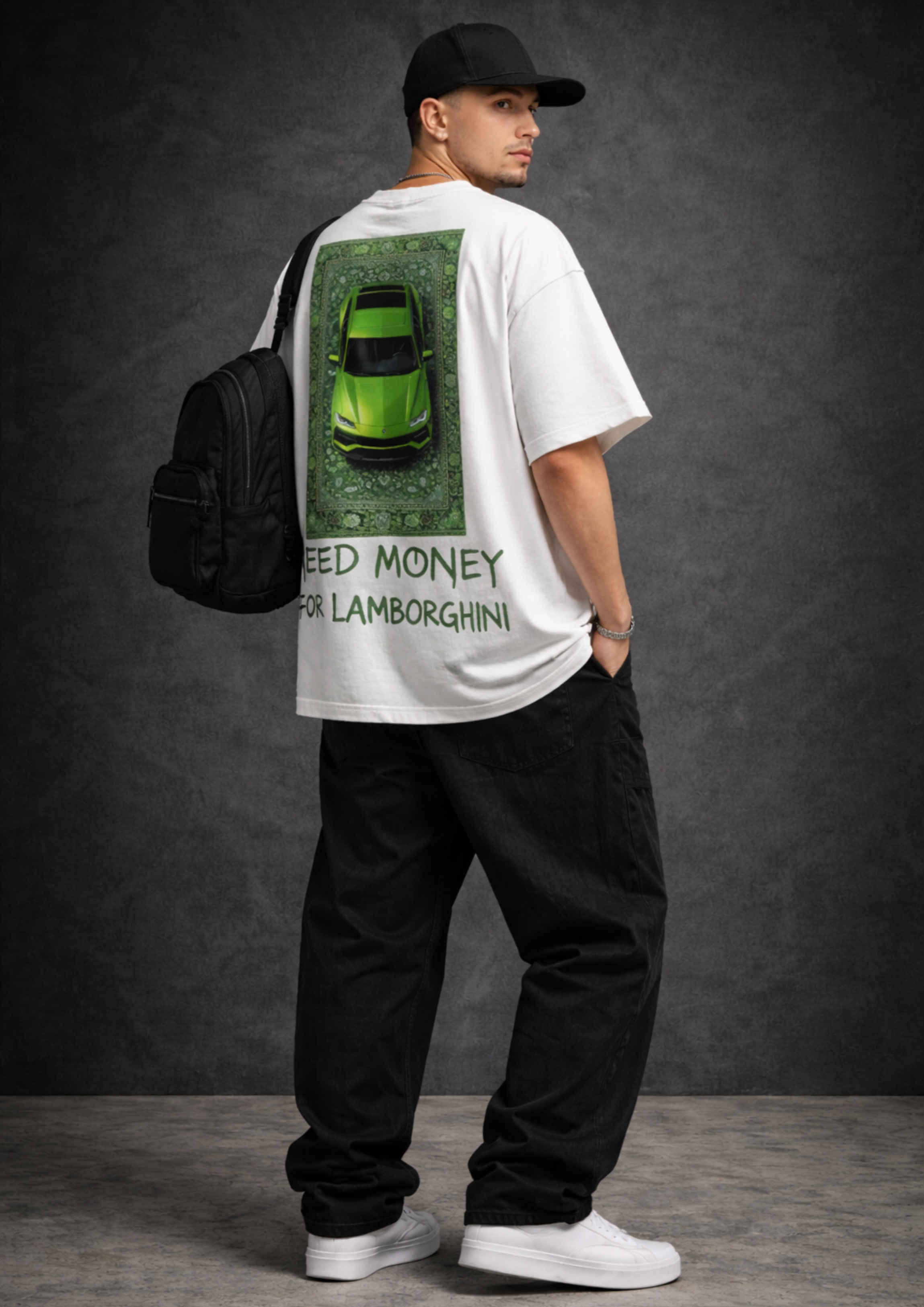 Lambo Hustle Oversized Tee - White