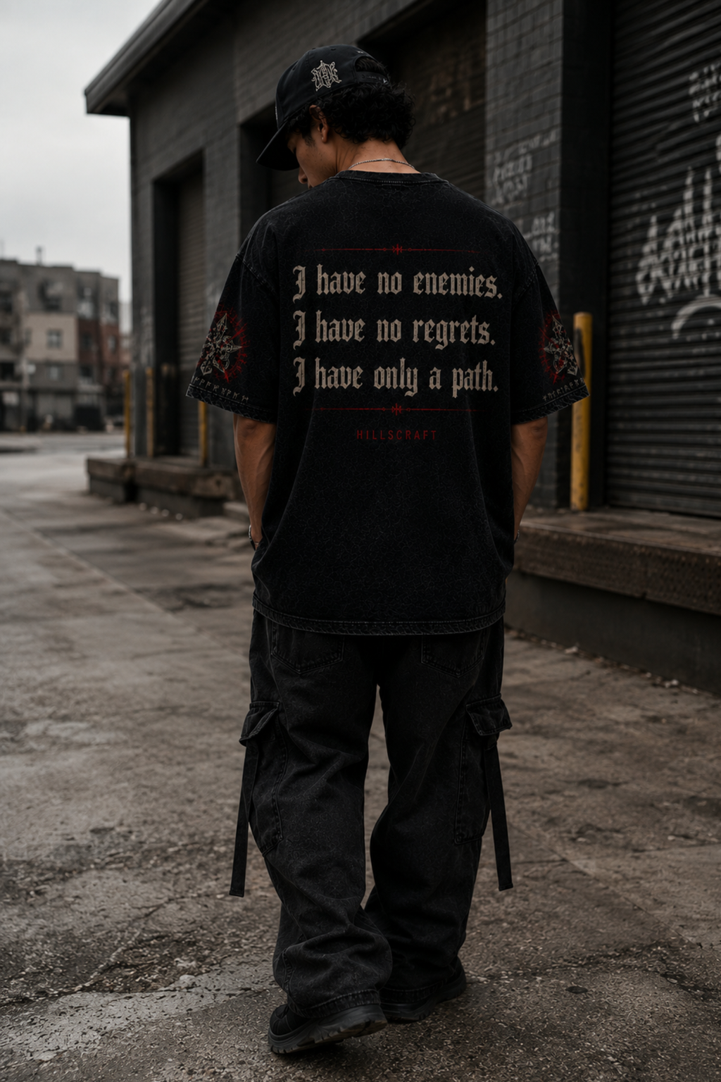 No Enemies Acidwash Oversized Tee – Black