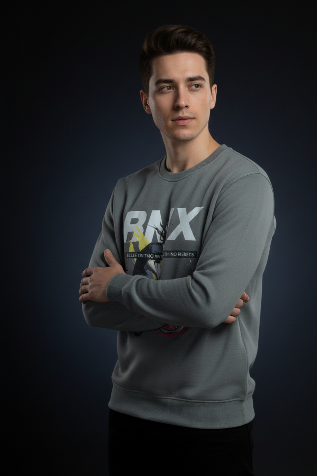 Biker Regular Sweatshirt-Grey