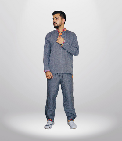 Himachali Cotton Kurta - Pajama - Dark Grey