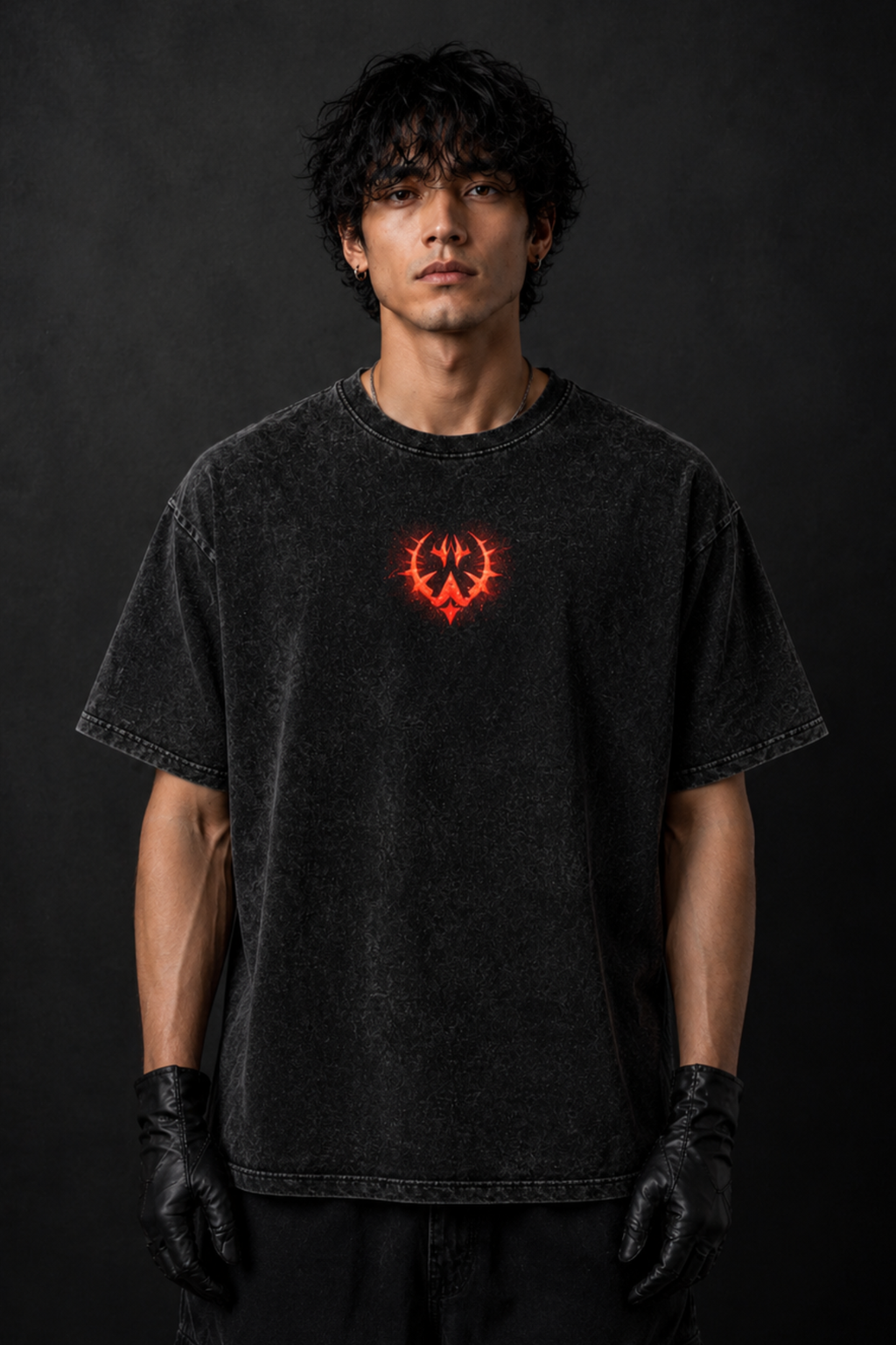 Sukuna Curse Acidwash Oversized Tee – Black