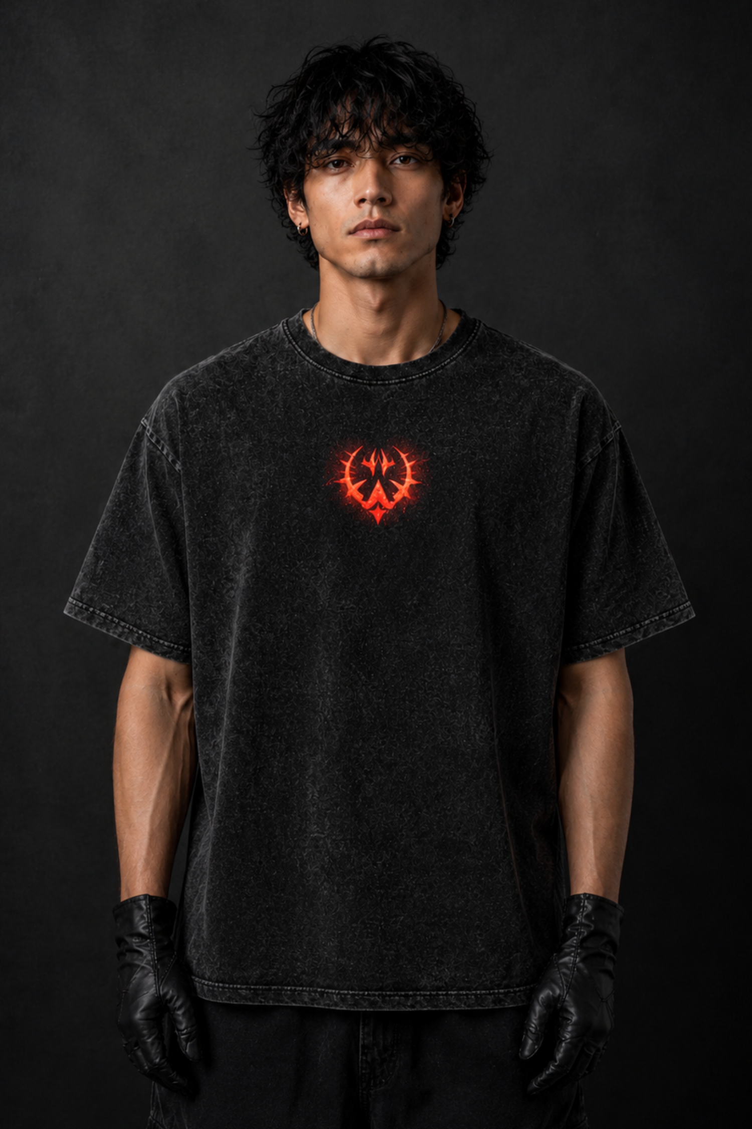 Sukuna Curse Acidwash Oversized Tee – Black