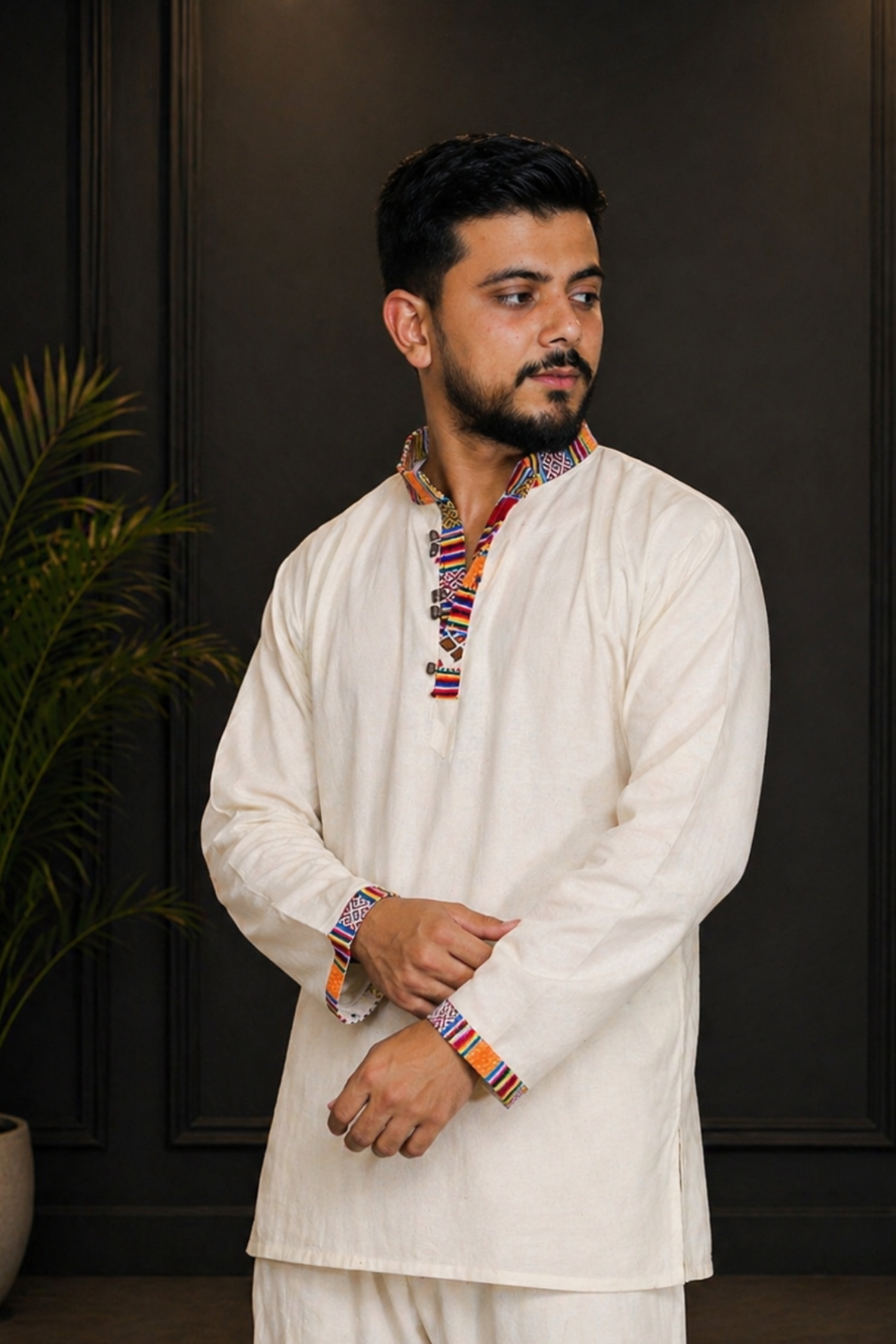 Cotton Pahadi Ethnic Kurta - BEIGE