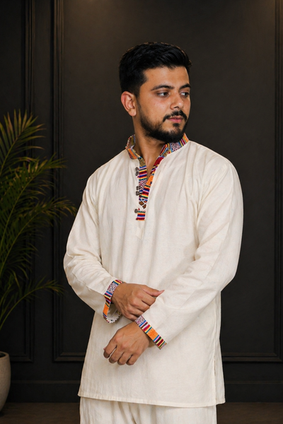 Cotton Pahadi Ethnic Kurta - BEIGE