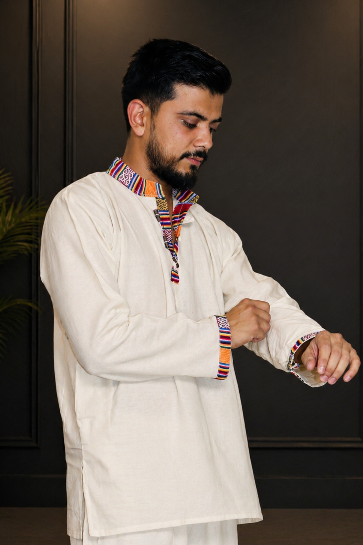 Cotton Pahadi Ethnic Kurta - BEIGE