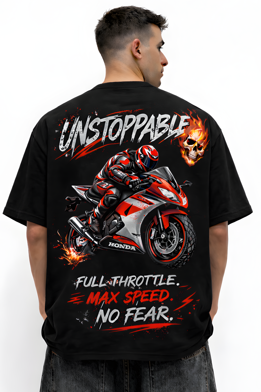 UNSTOPPABLE RIDER Oversized Tee - Black