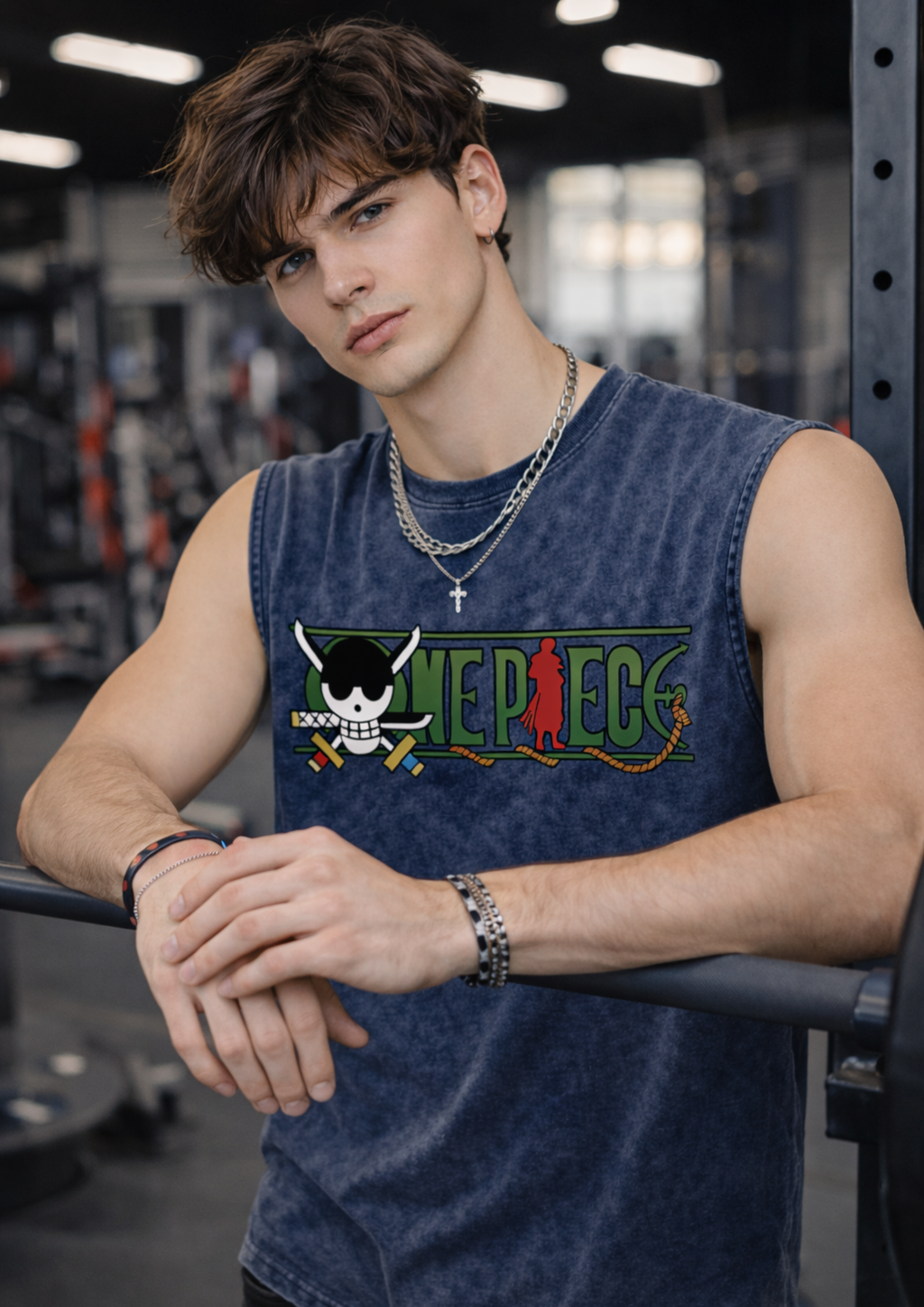One Piece Oversized Gym Vest – Stonewash Blue