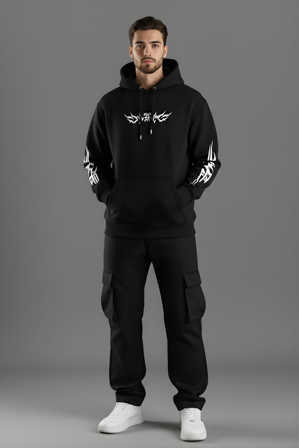 Shadow Wings Premium Oversized Hoodie  - Black