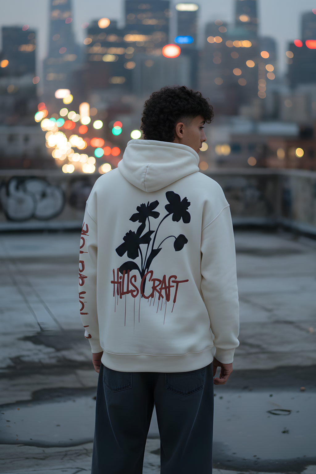 Midnight Bloom Premium Oversized Unisex Hoodie- WHITE