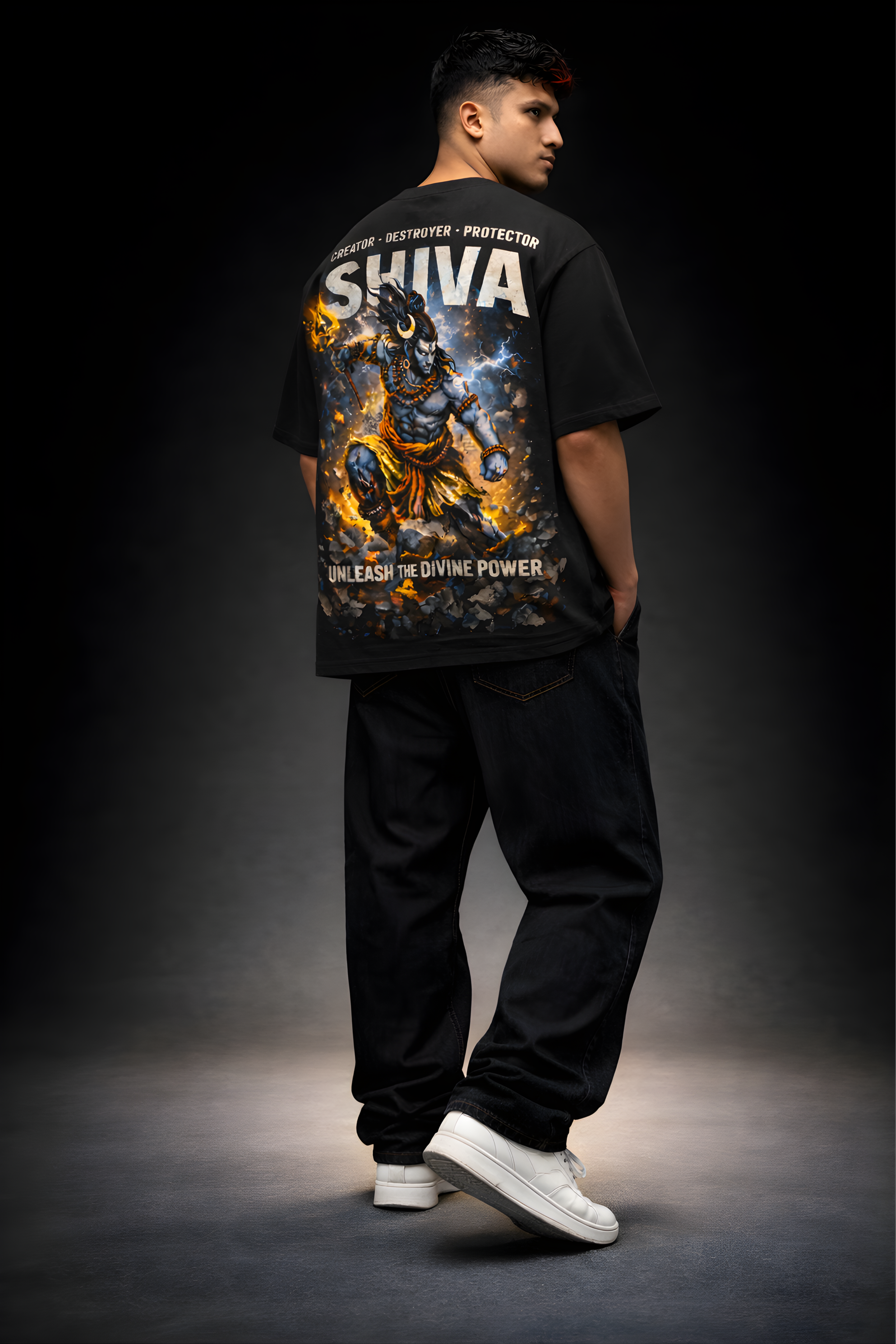 Shiva Inferno Oversized Tee - Black