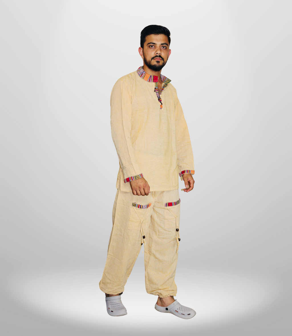 Cotton Kurta - Pajama - Yellow