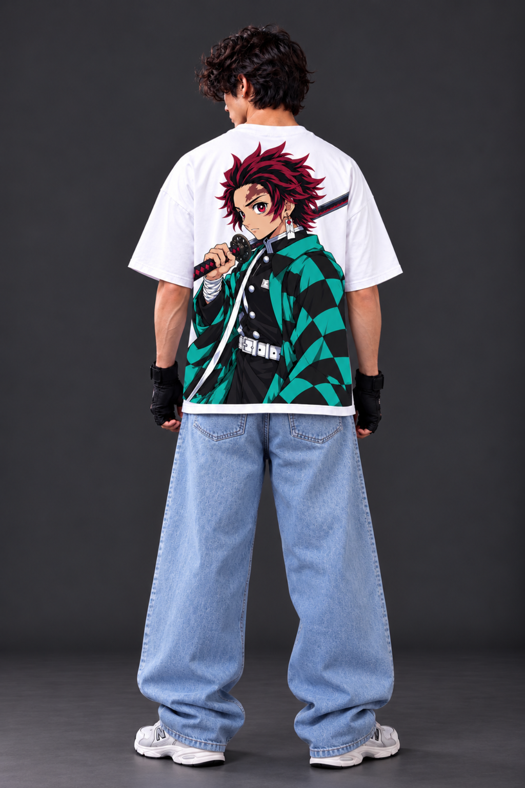 Tanjiro Water Breathing Oversized Tee – White