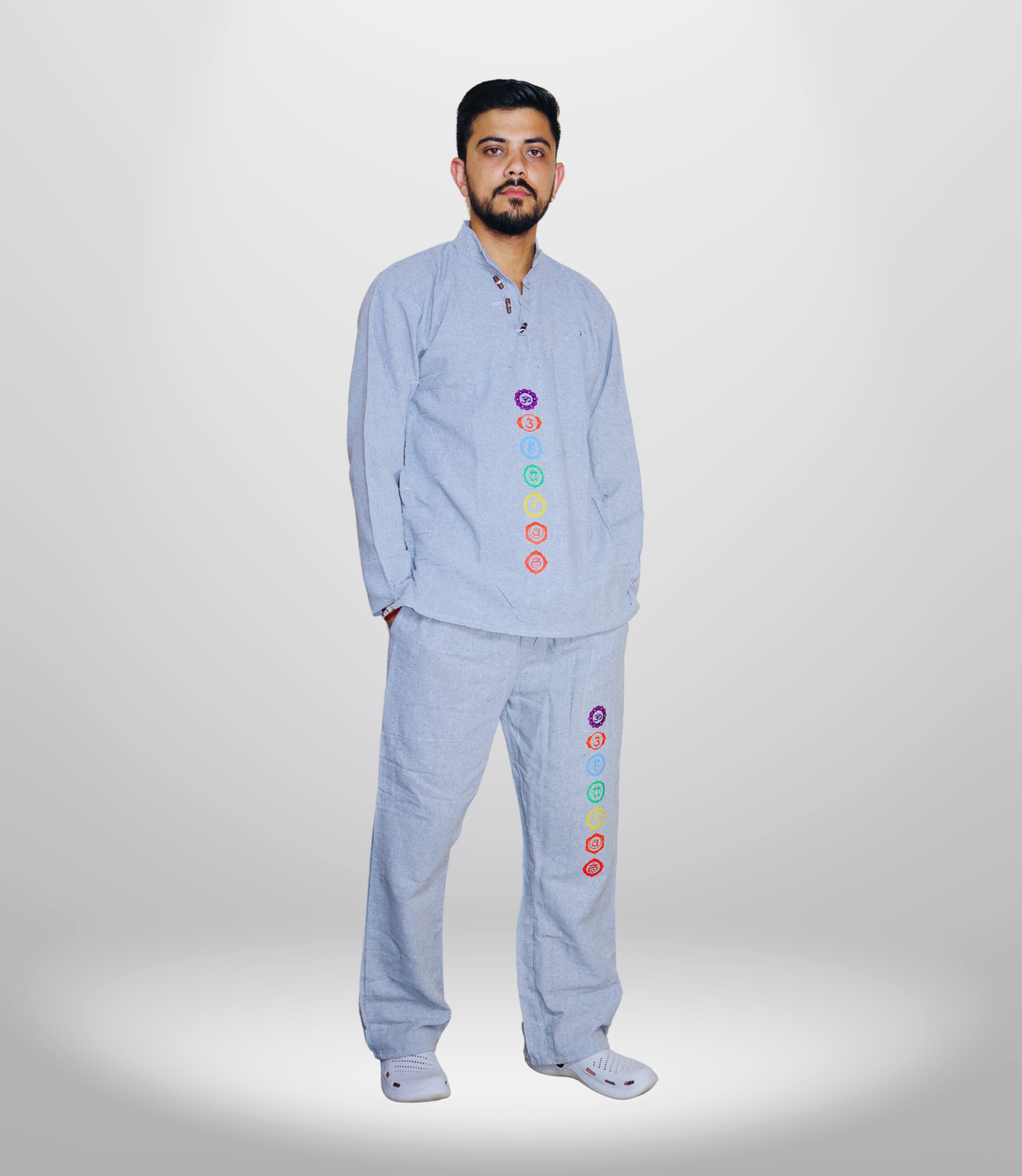 7 CHAKRA KURTA PAJAMA SET - DARK GREY