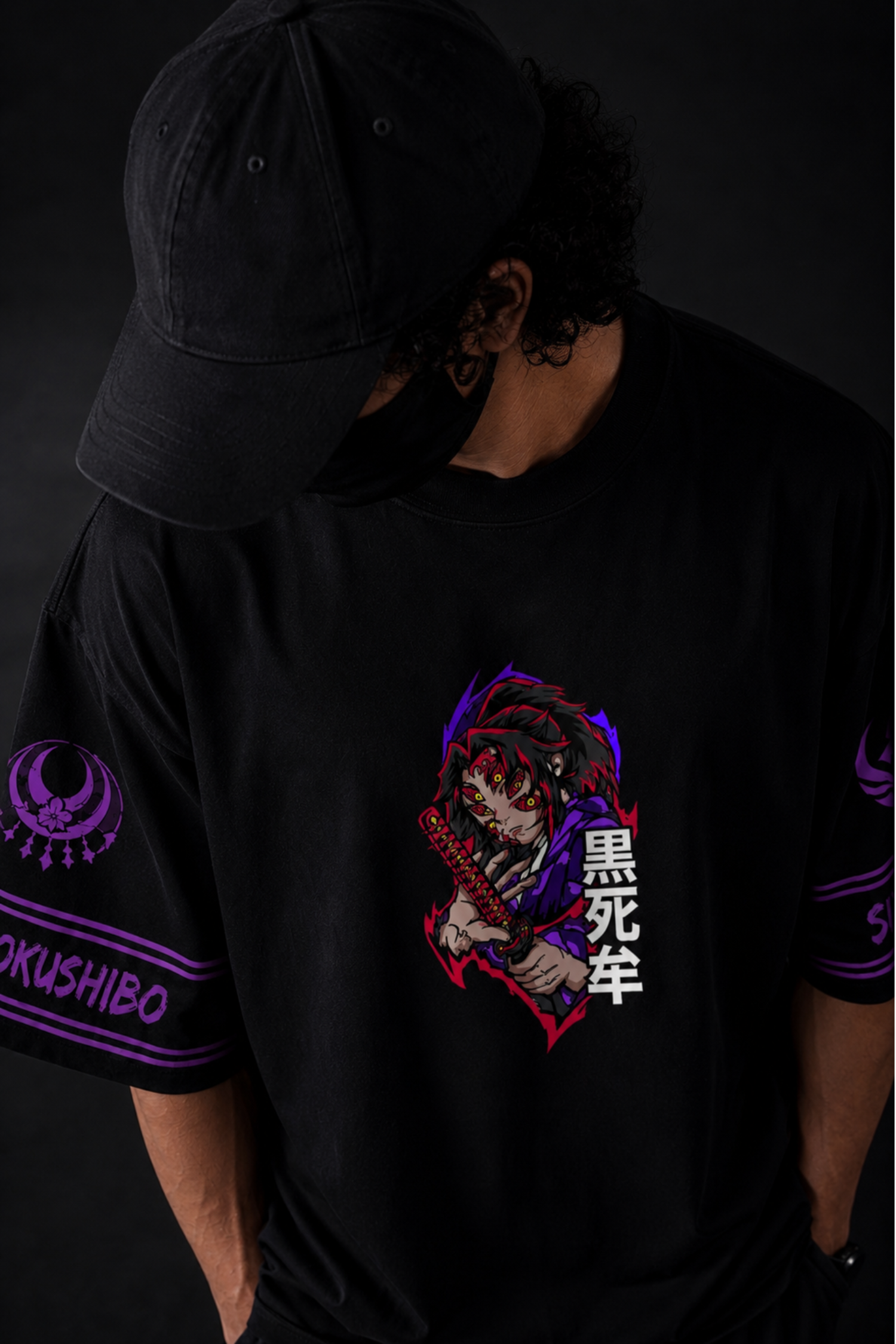 Kokushibo Six Eyes Oversized Tee – Black