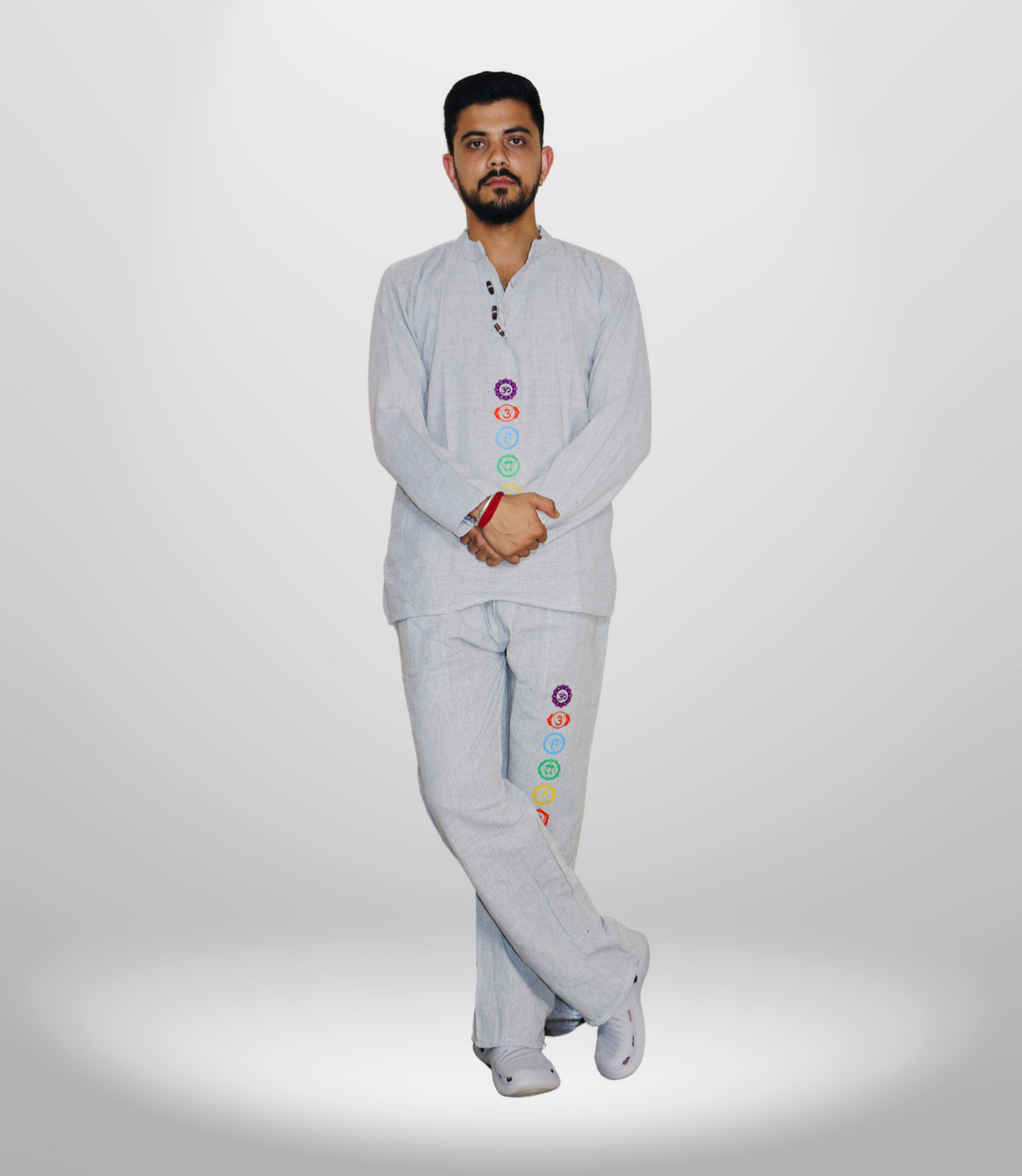 7 CHAKRA KURTA PAJAMA SET - GREY