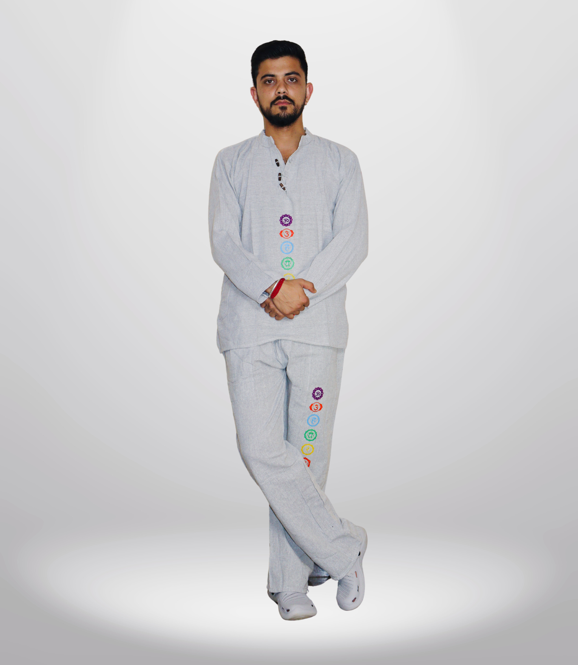 7 CHAKRA KURTA PAJAMA SET - GREY