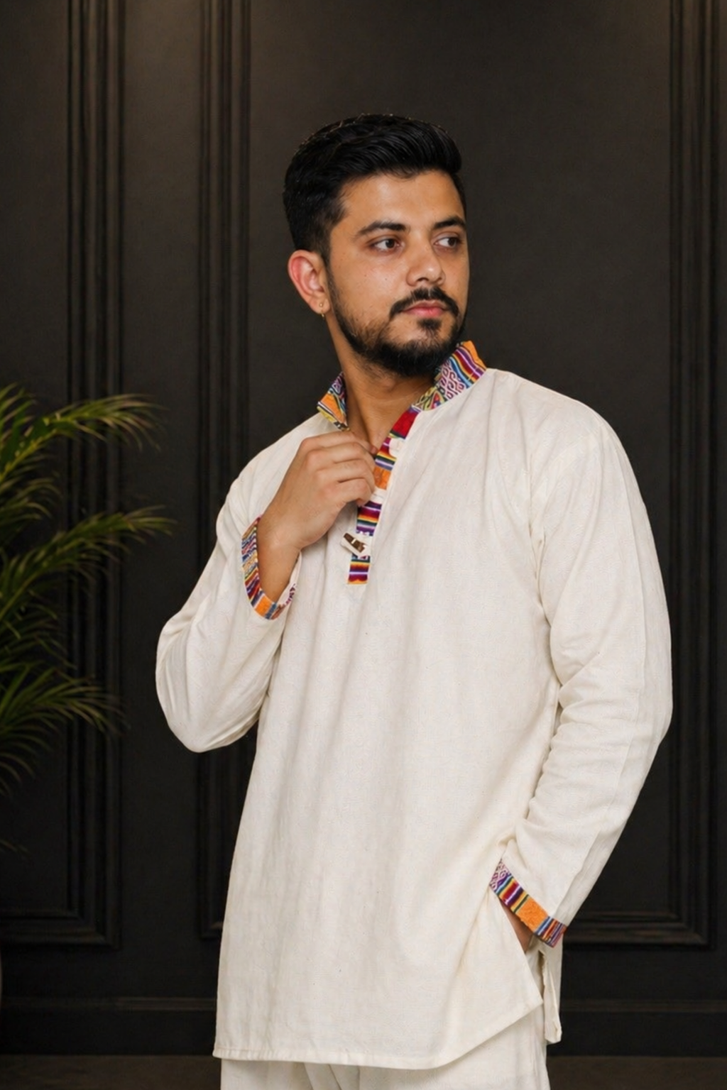 Cotton Pahadi Ethnic Kurta - BEIGE