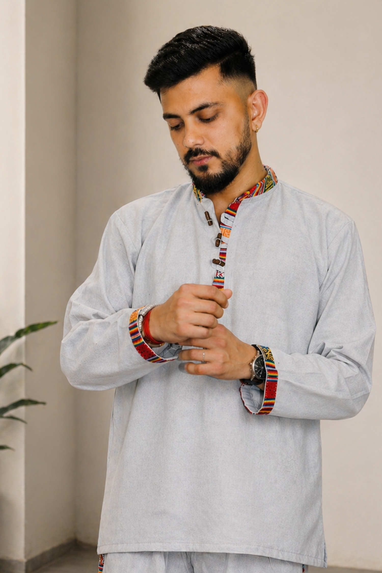 Cotton Pahadi Ethnic Kurta - GREY