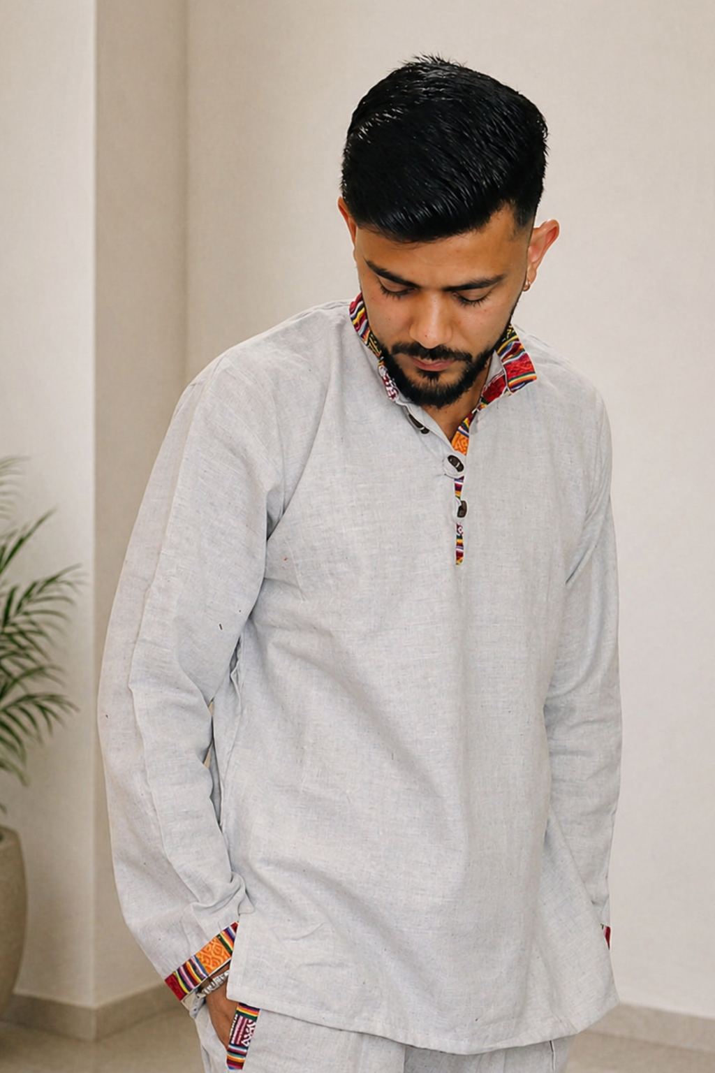 Cotton Pahadi Ethnic Kurta - GREY
