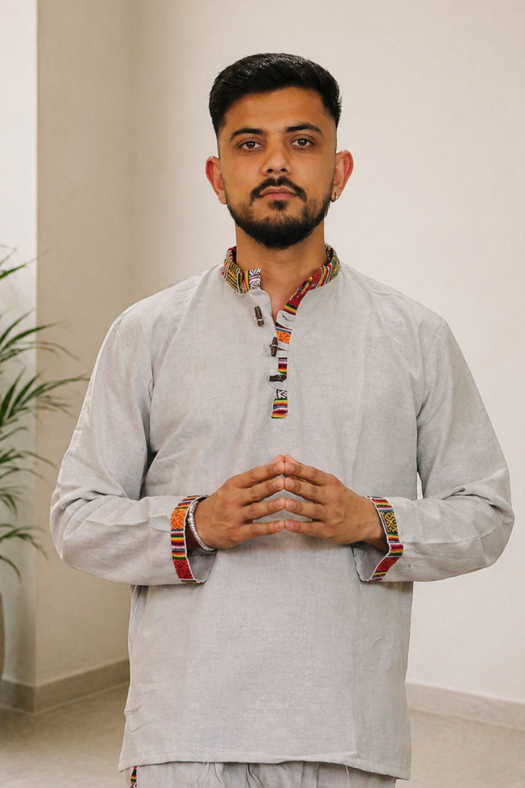 Cotton Pahadi Ethnic Kurta - GREY