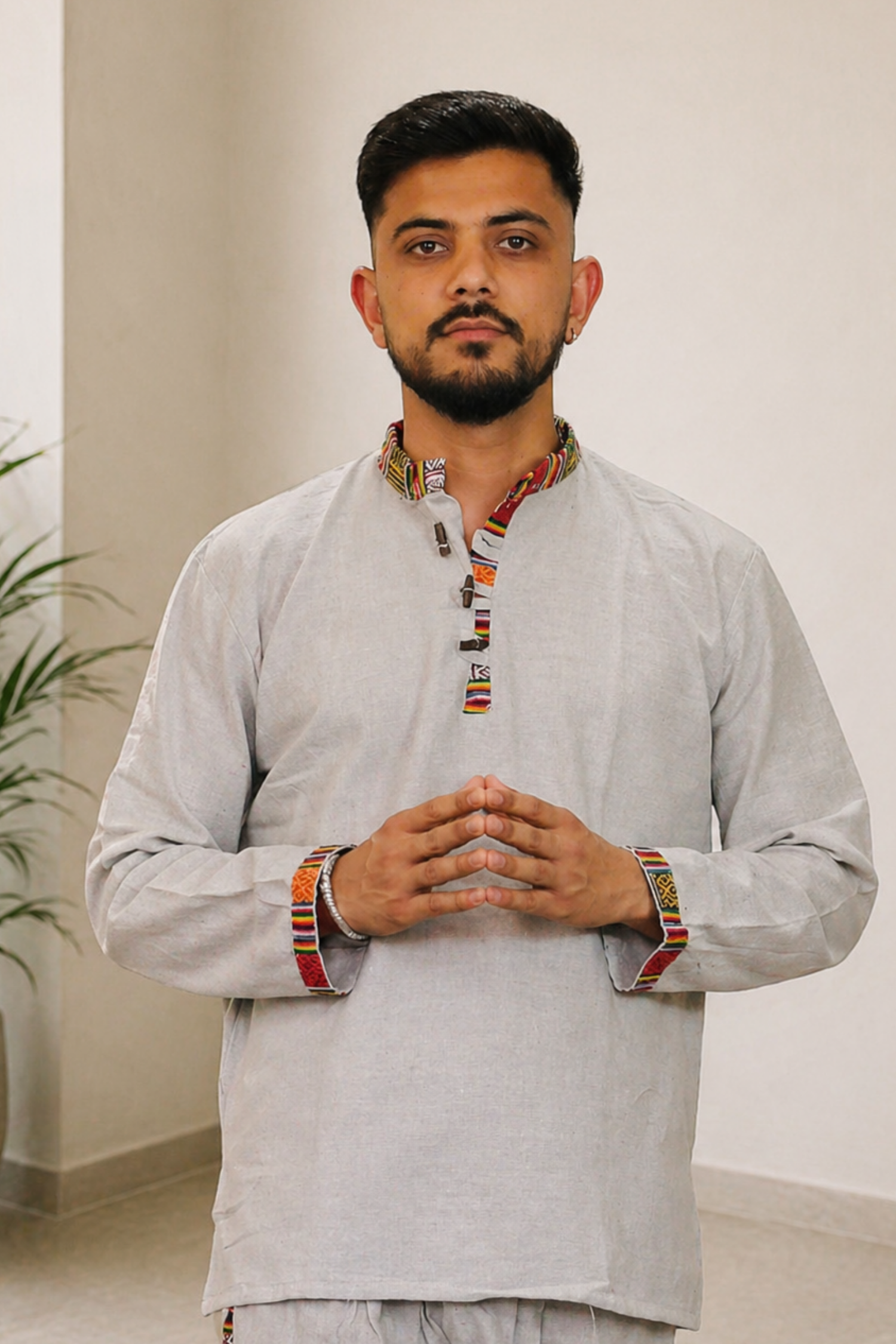 Cotton Pahadi Ethnic Kurta - GREY