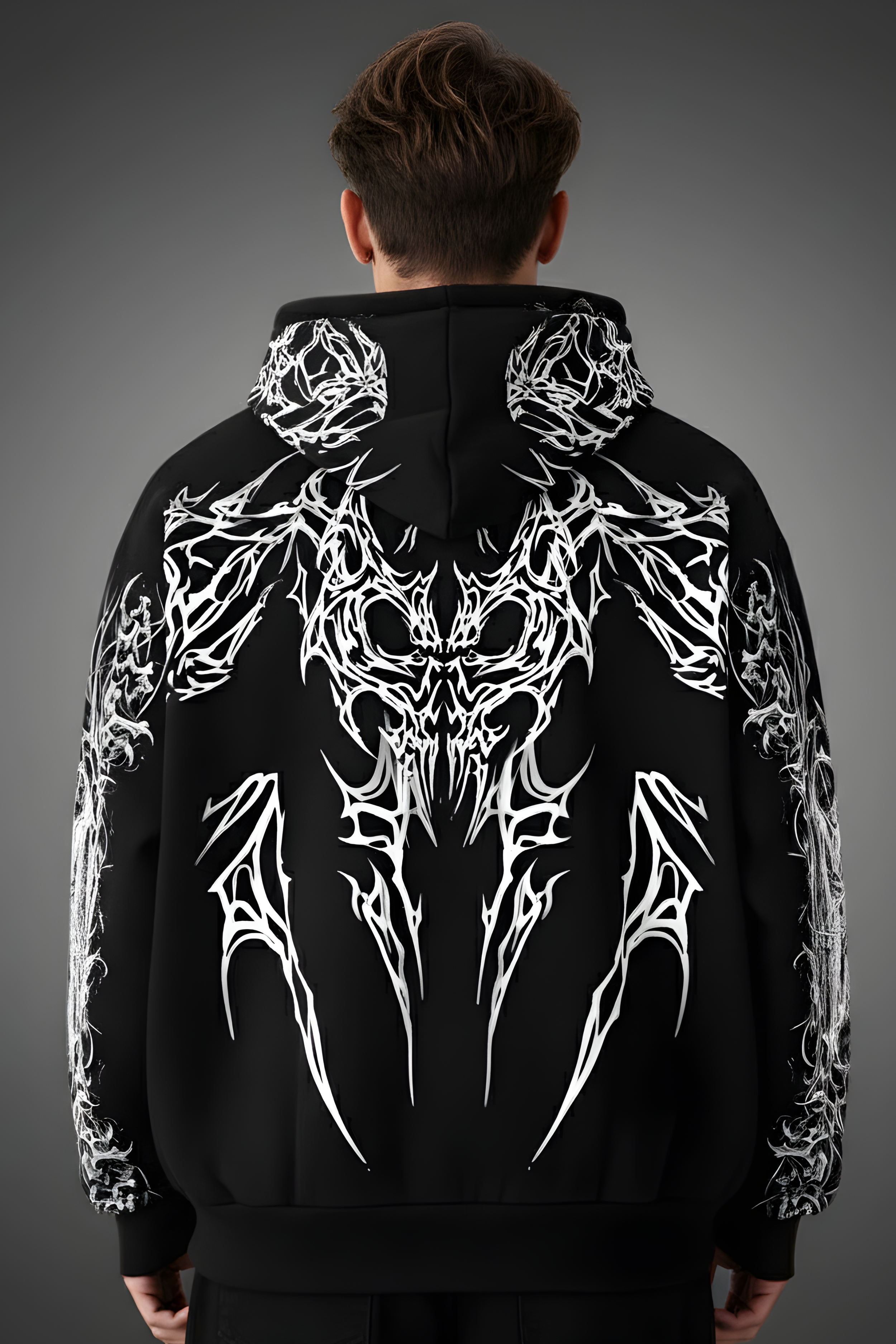 Deathline BlackOversized Premium Hoodie –BLACK