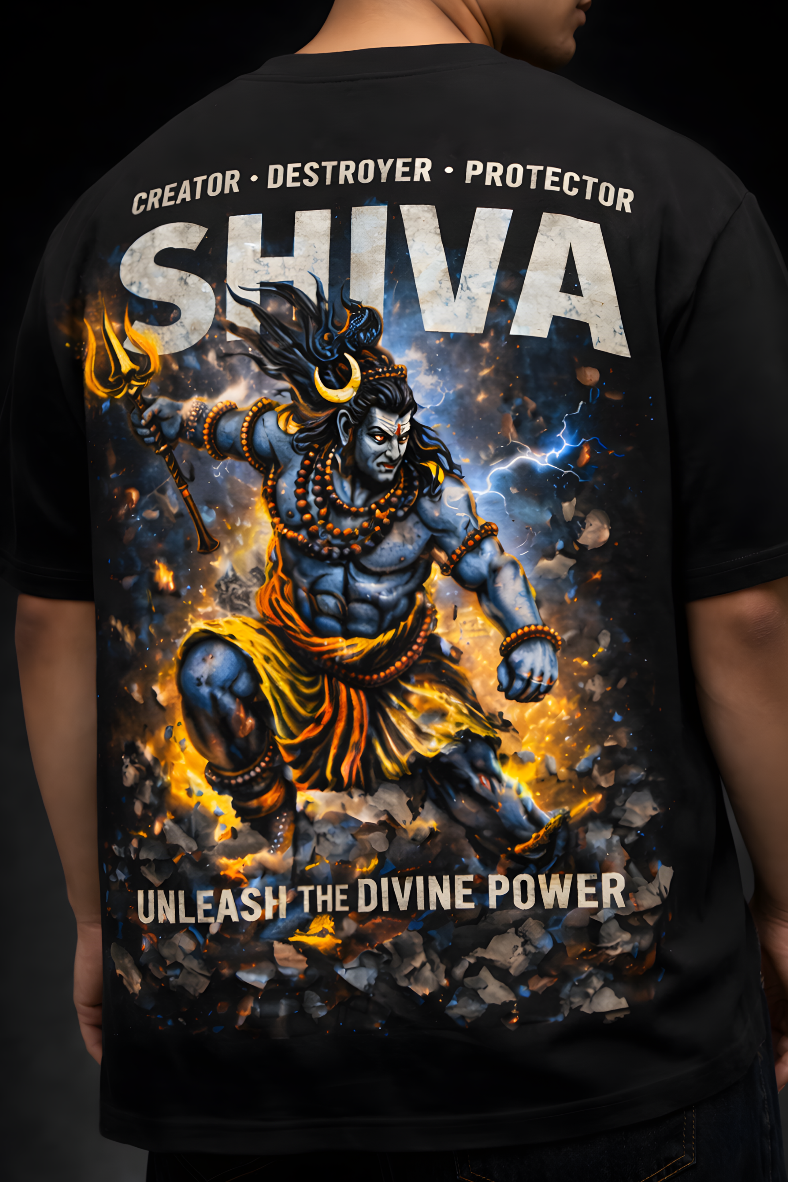 Shiva Inferno Oversized Tee - Black