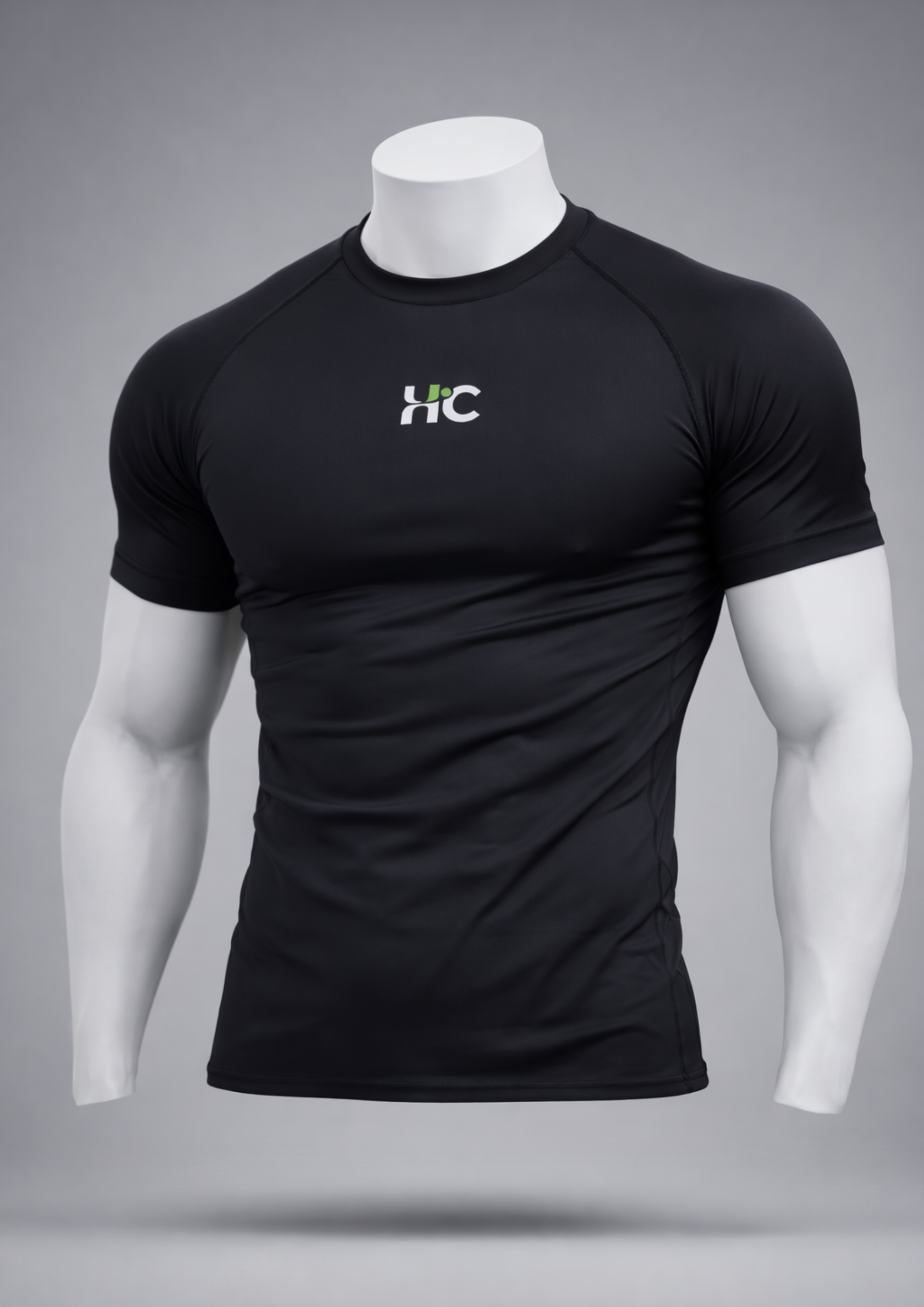 Backstrike Green design Compression Half Sleeve T-Shirt  – Black