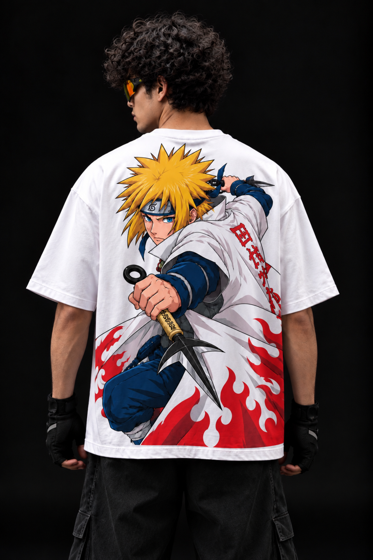 Minato Yellow Flash Oversized Tee – White