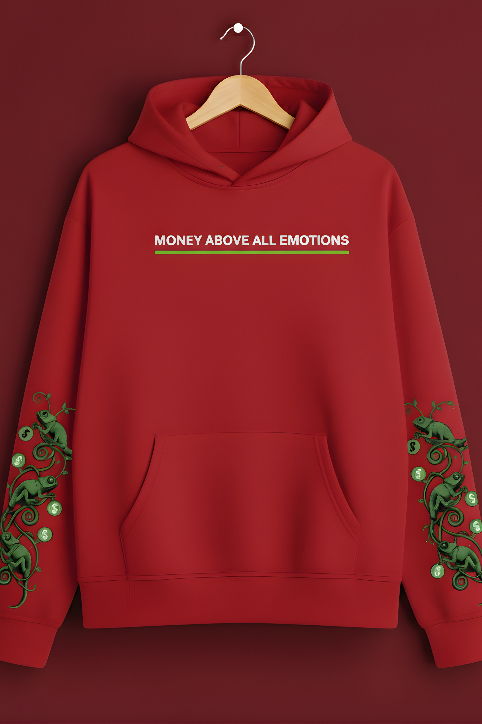 MONEY ABOVE ALL Regular Unisex Hoodie  - RED