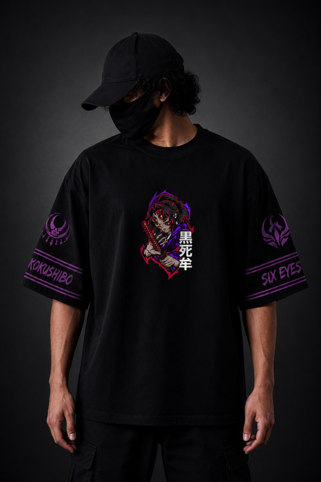 Kokushibo Six Eyes Oversized Tee – Black