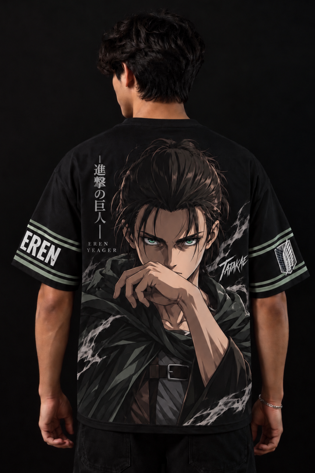Eren Yeager Vanguard Oversized Tee – Black