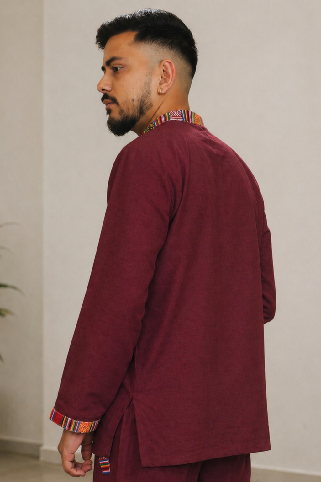 Cotton Pahadi Ethnic Kurta - MAROON