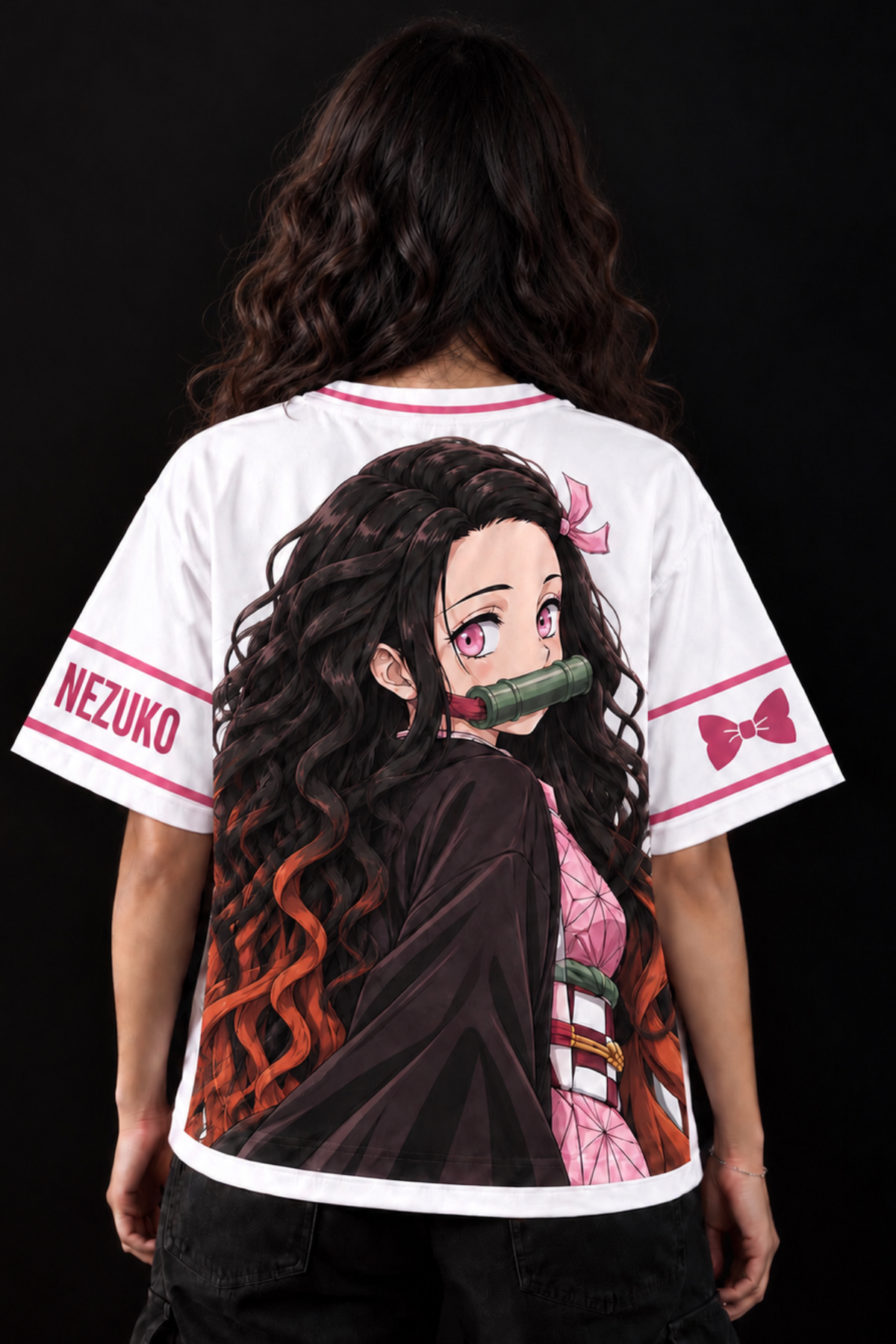Nezuko Kamado Blossom Oversized Tee – White