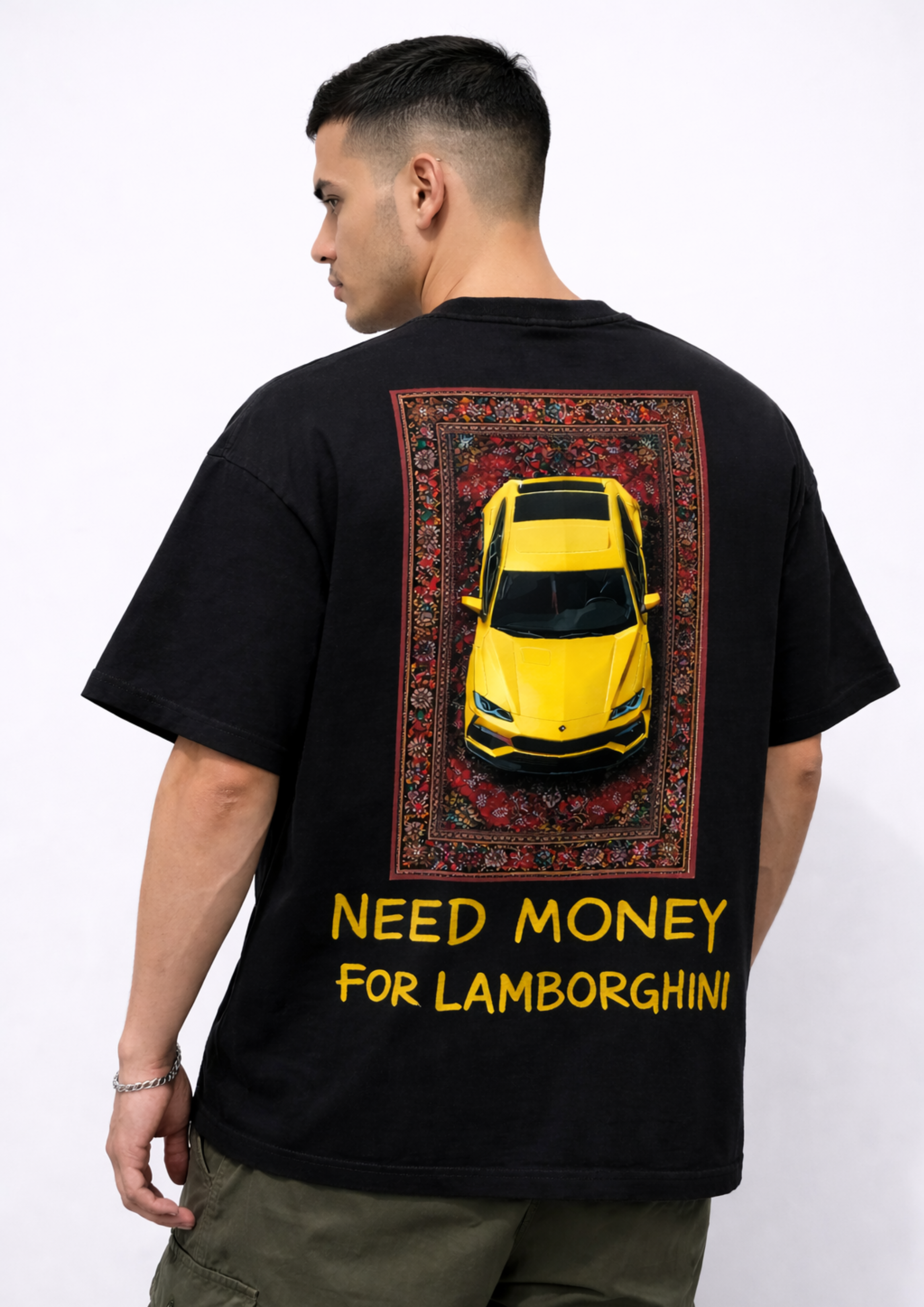 Lambo Hustle Oversized Tee - Black