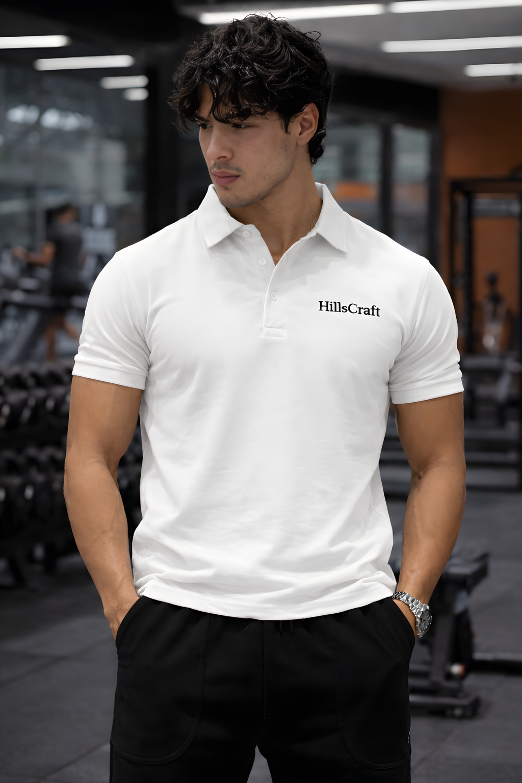 Hillscraft Regular Fit Lycra Polo T-Shirt - White