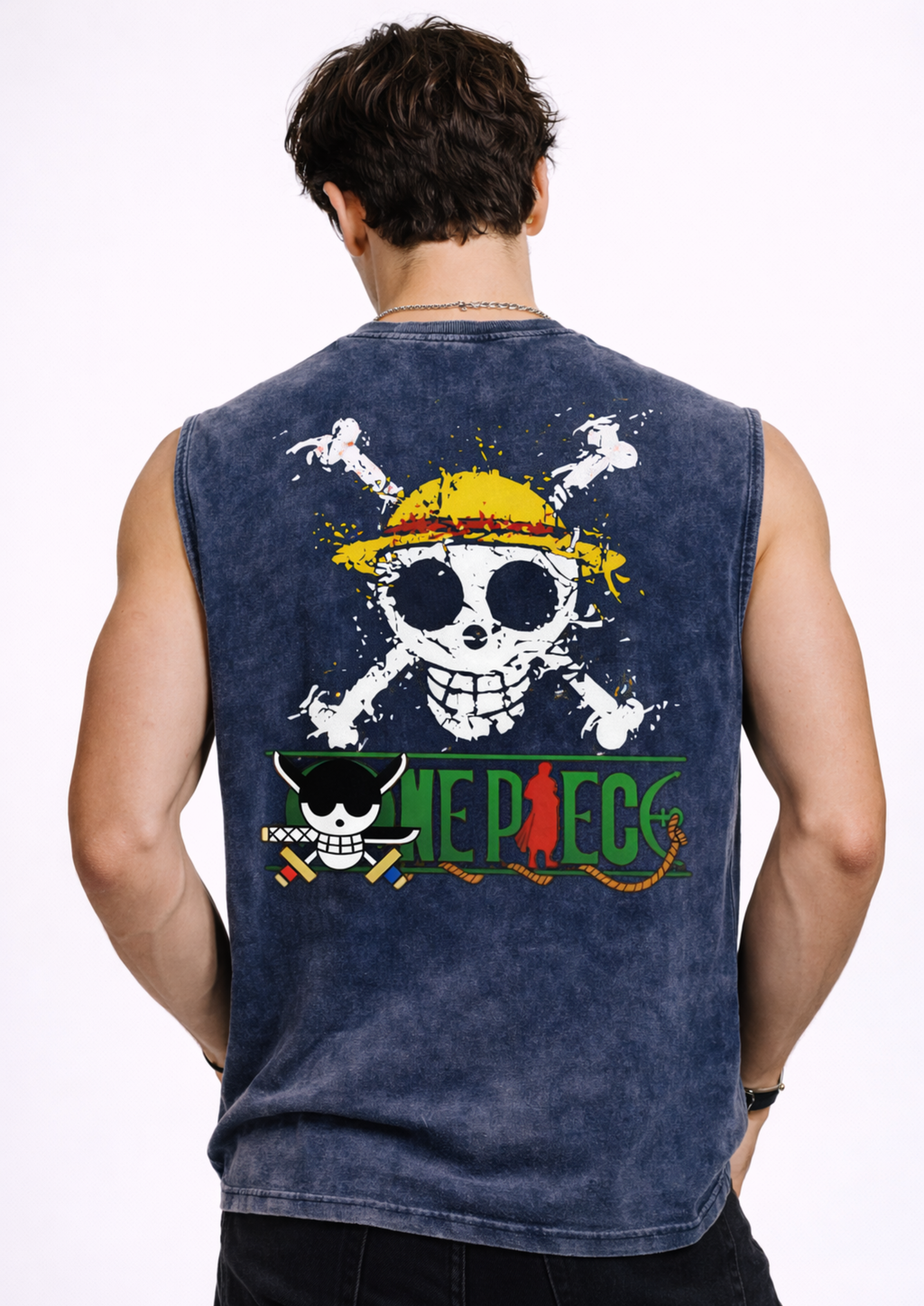 One Piece Oversized Gym Vest – Stonewash Blue