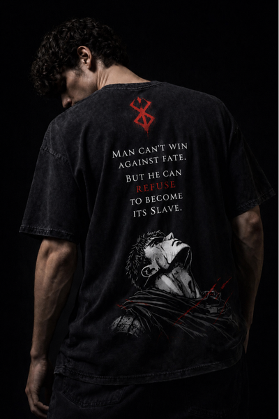 Berserk Rebellion Acidwash Oversized Tee – Black