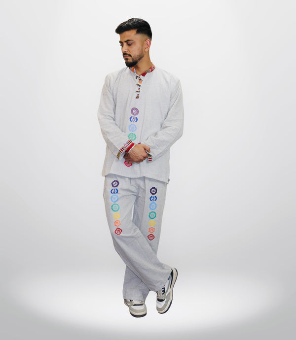 7 CHAKRA KURTA PAJAMA SET - GREY