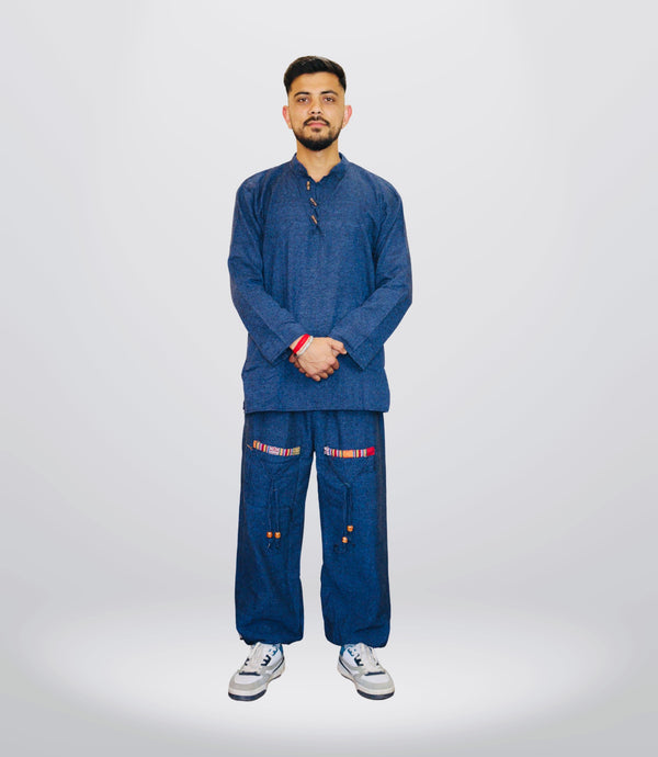 Cotton Kurta - Pajama Plain Set - Blue