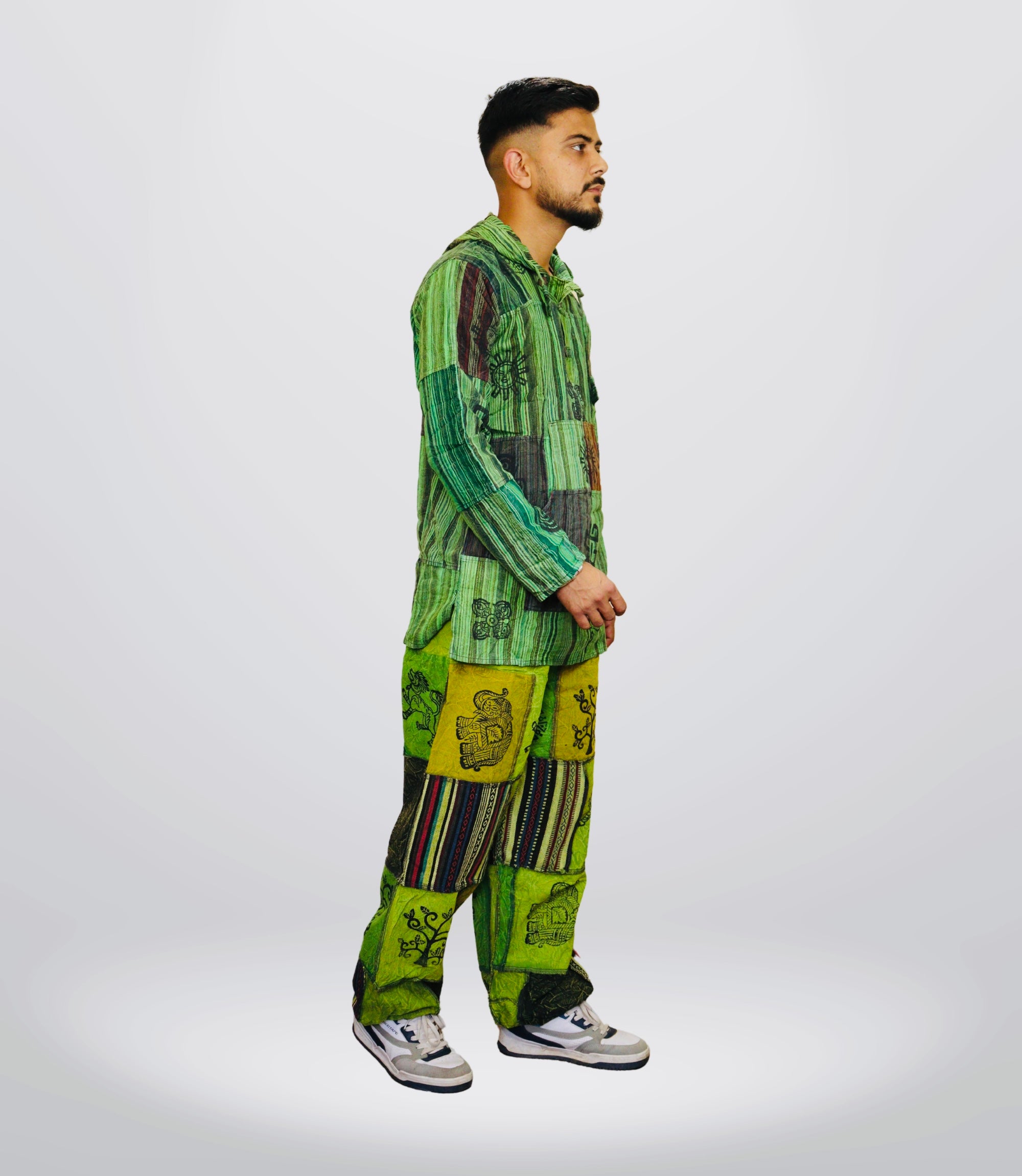 Boho Tribal Hoodie-Pant - Green